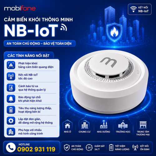 Cảm biến khói thông minh NBIOT MobiFone